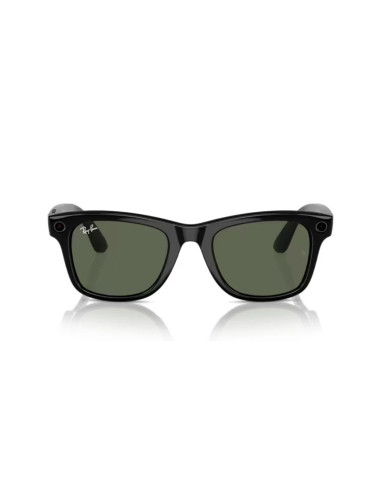 Meta Ray-Ban Gen1 Wayfarer, Shiny Black, G15 Green LARGE