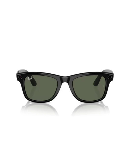 Meta Ray-Ban Gen1 Wayfarer, Shiny Black, G15 Green LARGE