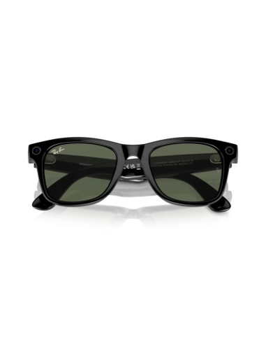 Meta Ray-Ban Gen1 Wayfarer, Shiny Black, G15 Green LARGE