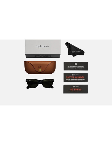 Meta Ray-Ban Gen1 Wayfarer, Shiny Black, G15 Green LARGE