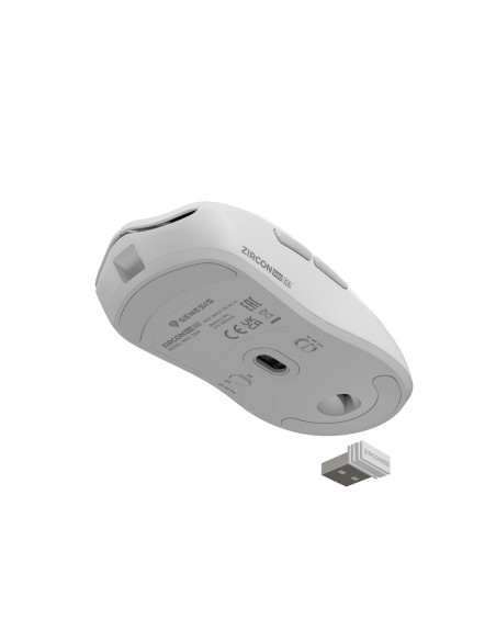Genesis herná myš ZIRCON 500 G2/Herná/Optická/10 000 DPI/USB+BT/Biela