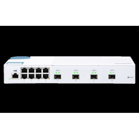 QNAP riadený switch QSW-M408S (12portov: 8x Gigabit port + 4x 10G SFP+ porty)