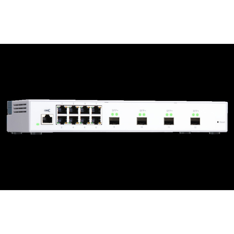 QNAP riadený switch QSW-M408S (12portov: 8x Gigabit port + 4x 10G SFP+ porty)