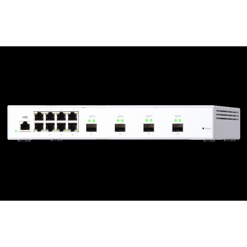 QNAP riadený switch QSW-M408S (12portov: 8x Gigabit port + 4x 10G SFP+ porty)