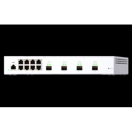 QNAP riadený switch QSW-M408S (12portov: 8x Gigabit port + 4x 10G SFP+ porty)