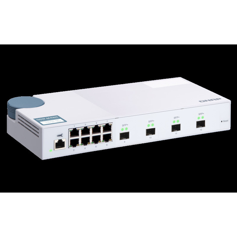 QNAP riadený switch QSW-M408S (12portov: 8x Gigabit port + 4x 10G SFP+ porty)