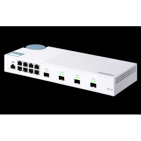 QNAP riadený switch QSW-M408S (12portov: 8x Gigabit port + 4x 10G SFP+ porty)