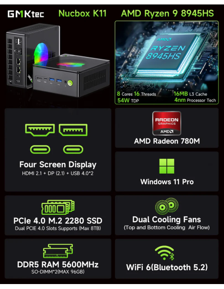 GMKtec NucBox K11 Mini PC AMD Ryzen™ 9 8945HS