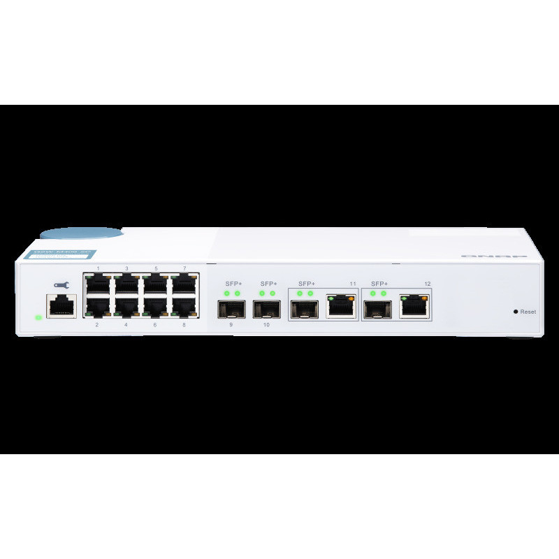 QNAP riadený switch QSW-M408-2C (12portov: 8x Gigabit port + 4x 10G SFP+ /2x 10GbE kombo porty)