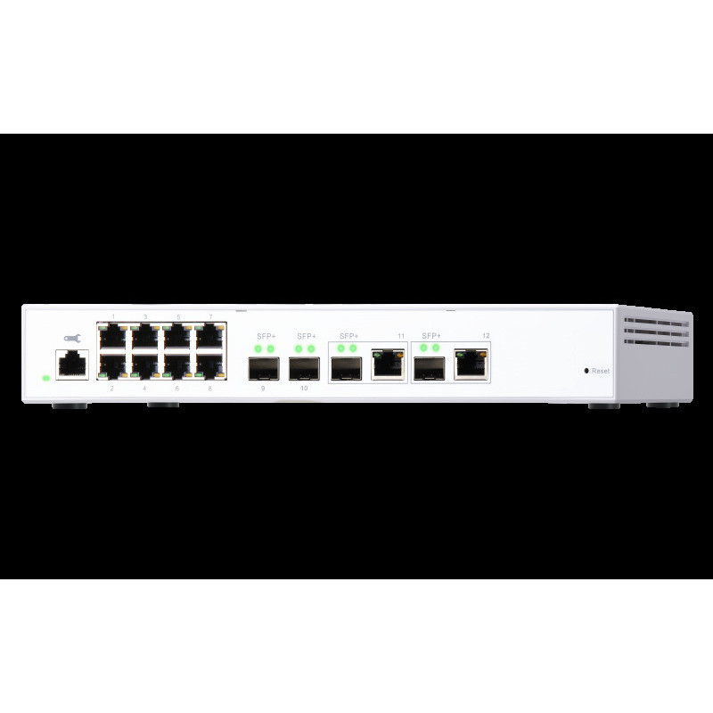 QNAP riadený switch QSW-M408-2C (12portov: 8x Gigabit port + 4x 10G SFP+ /2x 10GbE kombo porty)
