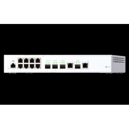 QNAP riadený switch QSW-M408-2C (12portov: 8x Gigabit port + 4x 10G SFP+ /2x 10GbE kombo porty)