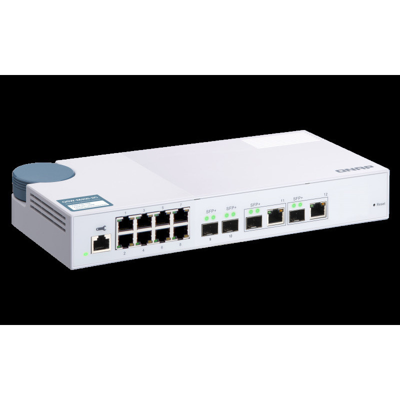 QNAP riadený switch QSW-M408-2C (12portov: 8x Gigabit port + 4x 10G SFP+ /2x 10GbE kombo porty)