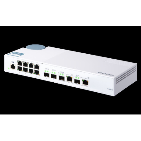 QNAP riadený switch QSW-M408-2C (12portov: 8x Gigabit port + 4x 10G SFP+ /2x 10GbE kombo porty)