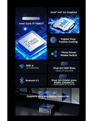 GMKtec NucBox M2 Pro S Mini PC Intel Core™ i7-1185G7