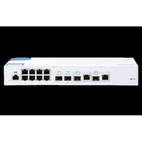 QNAP riadený switch QSW-M408-2C (12portov: 8x Gigabit port + 4x 10G SFP+ /2x 10GbE kombo porty)