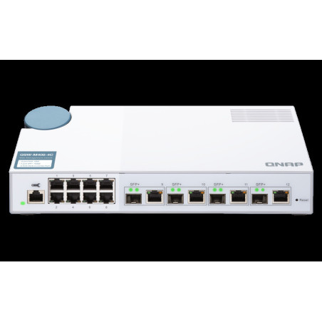QNAP riadený switch QSW-M408-4C (12 portov: 8x Gigabit port + 4x 10G SFP+ / 10GbE kombo porty)