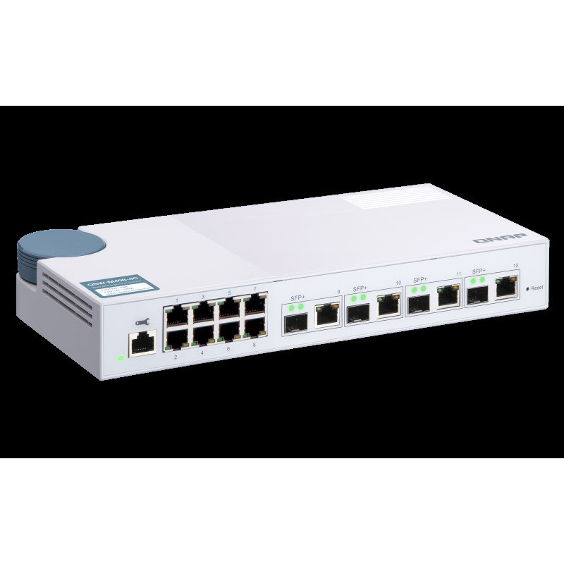 QNAP riadený switch QSW-M408-4C (12 portov: 8x Gigabit port + 4x 10G SFP+ / 10GbE kombo porty)