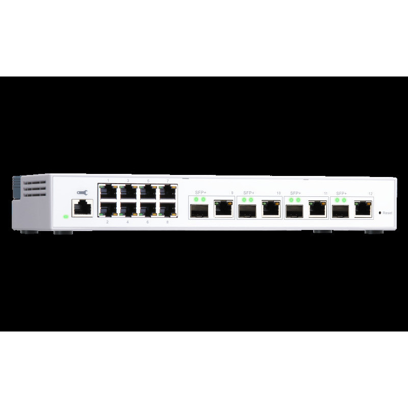 QNAP riadený switch QSW-M408-4C (12 portov: 8x Gigabit port + 4x 10G SFP+ / 10GbE kombo porty)