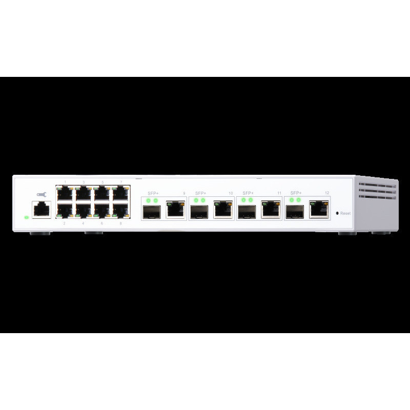 QNAP riadený switch QSW-M408-4C (12 portov: 8x Gigabit port + 4x 10G SFP+ / 10GbE kombo porty)