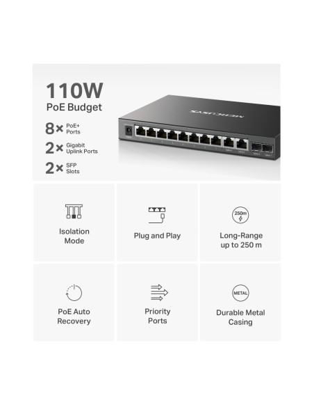 Mercusys MS112GMP 12xGb (8xPoE+)