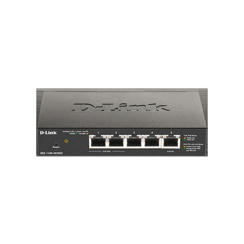D-Link DGS-1100-05PDV2 5-port Gigabit PoE Smart Managed Switch with 1 PD port