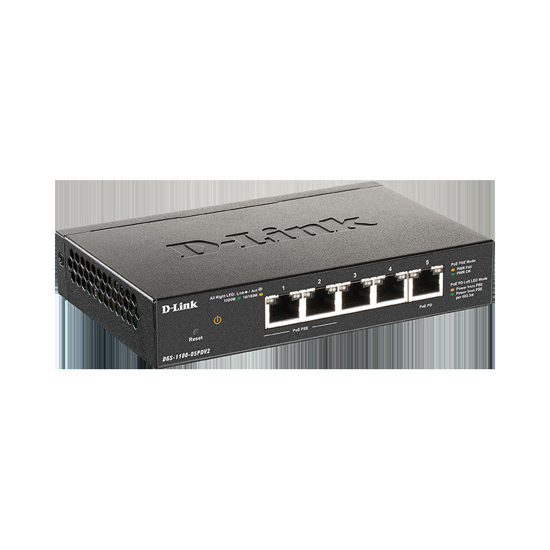 D-Link DGS-1100-05PDV2 5-port Gigabit PoE Smart Managed Switch with 1 PD port