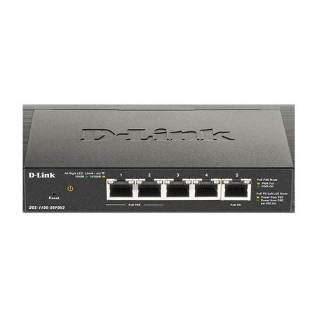 D-Link DGS-1100-05PDV2 5-port Gigabit PoE Smart Managed Switch with 1 PD port