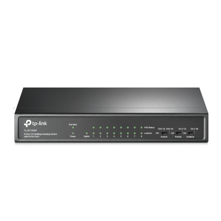 TP-Link TL-SF1009P 8x10/100 POE+ 65W, 1x10/100 RJ45 nonPOE, desktop CCTV switch, kov.