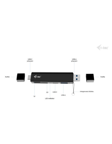 i-tec USB-C/USB-A Dongle SD/microSD karta reader + 2x USB port (1x USB-A, 1x USB-C)