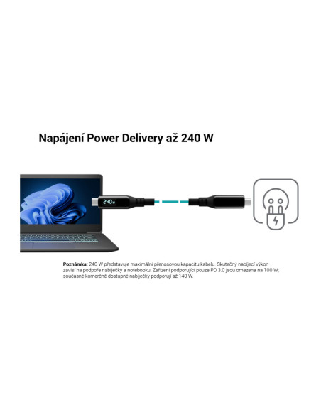 i-tec Thunderbolt 4/USB4 Class Pro Cable 240W s LCD (40Gbps, 150cm)