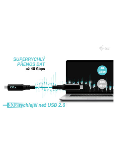 i-tec Thunderbolt 4/USB4 Class Pro Cable 240W s LCD (40Gbps, 150cm)