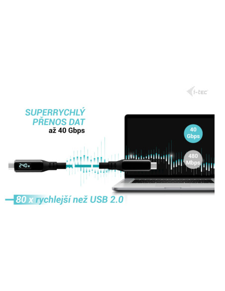 i-tec Thunderbolt 4/USB4 Class Pro Cable 240W s LCD (40Gbps, 150cm)