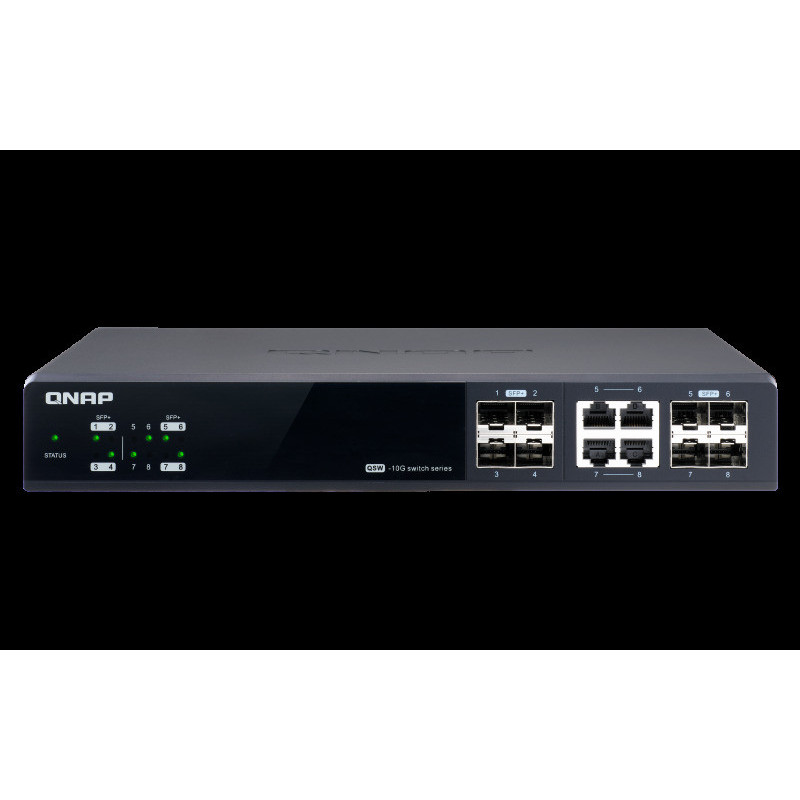 QNAP riadený switch QSW-M804-4C: 8x 10G port SFP+ (4x SFP+ a 4x kombinované SFP+ / RJ-45)