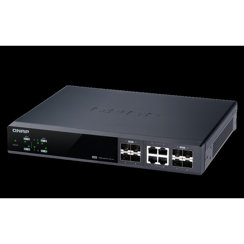 QNAP riadený switch QSW-M804-4C: 8x 10G port SFP+ (4x SFP+ a 4x kombinované SFP+ / RJ-45)