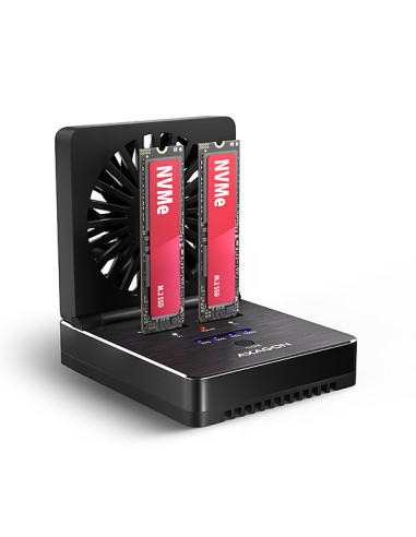 AXAGON ADSA-M2C22, USB-C 20Gbps dokovacia stanica pre 2× M.2 NVMe/SATA SSD s funkciou klonovania