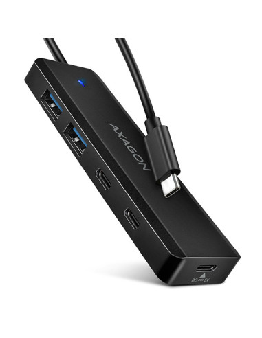 AXAGON HUE-C2C, 4× USB 5Gbps TRAVEL hub, 2× USB-A + 2× USB-C, USB-C napájanie, kábel USB-C 19cm