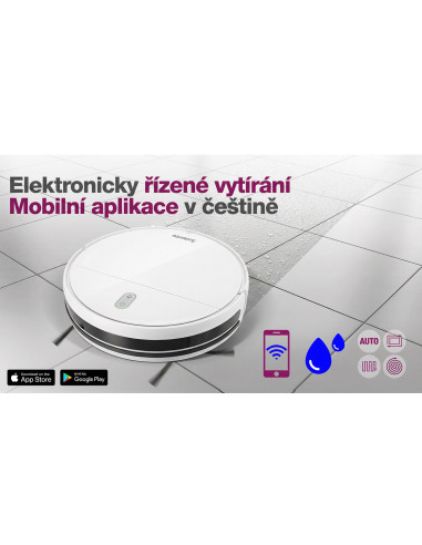 Salente R2, robotický vysávač, stieranie vodou, nabíjacia stanica, biely
