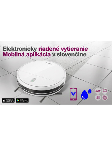 Salente R2, robotický vysávač, stieranie vodou, nabíjacia stanica, biely