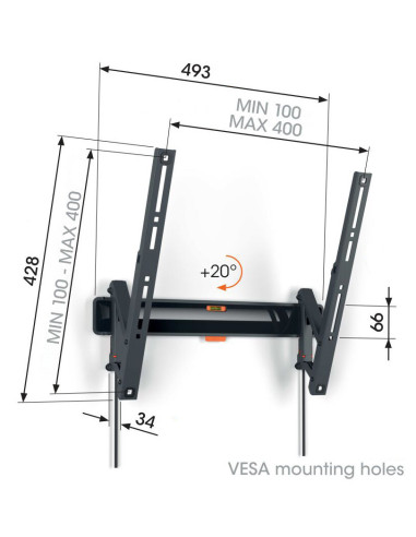 Vogel|s TVM 3413, TV držiak s náklonom pre obrazovky 32-65", 25 kg