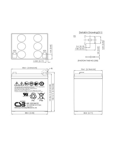 Batéria CSB HR1221WF2; 12V; 5Ah/21W, F2