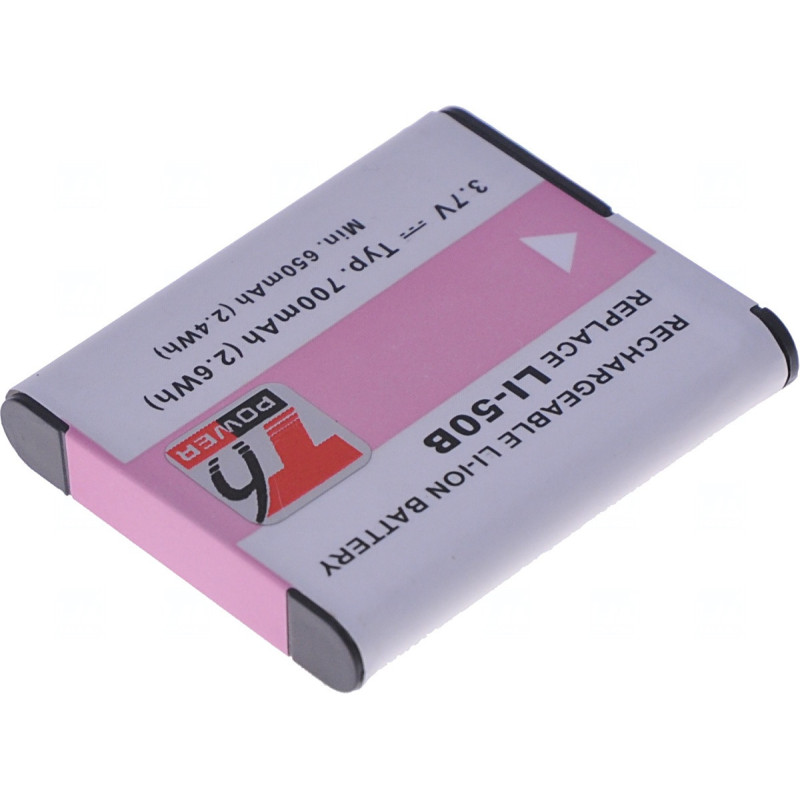 Batéria T6 Power Li-50B, D-Li92, DB-100, VW-VBX090, NP-150, LB-050, LB-052, GB-50A, 700mAh, 2,6Wh