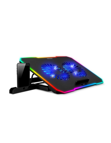 EVOLVEO CoolPro, chladiaca podložka pod notebook, 2x ventilátor, RGB podsvietenie, čierna