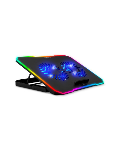 EVOLVEO CoolPro, chladiaca podložka pod notebook, 2x ventilátor, RGB podsvietenie, čierna