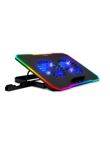 EVOLVEO CoolPro, chladiaca podložka pod notebook, 2x ventilátor, RGB podsvietenie, čierna