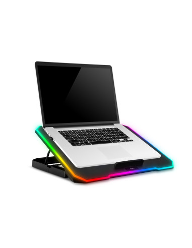 EVOLVEO CoolPro, chladiaca podložka pod notebook, 2x ventilátor, RGB podsvietenie, čierna