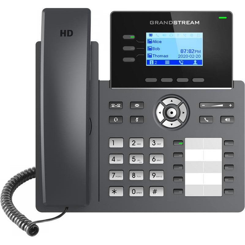 Grandstream GRP2604 SIP telefón, 2,48" LCD podsv. displej, 6 SIP účty, 10BLF hr., 2x1Gbit porty