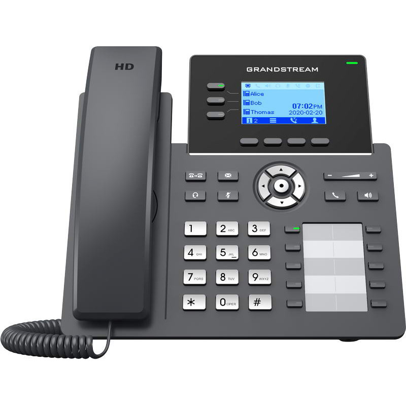 Grandstream GRP2604P SIP telefón, 2,48" LCD podsv. displej, 6 SIP účty, 10BLF hr., 2x1Gbit porty, PoE