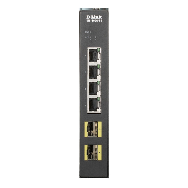 D-Link DIS-100G-6S Priemyselný Gigabit unmanaged switch, 4GbE, 2 SFP