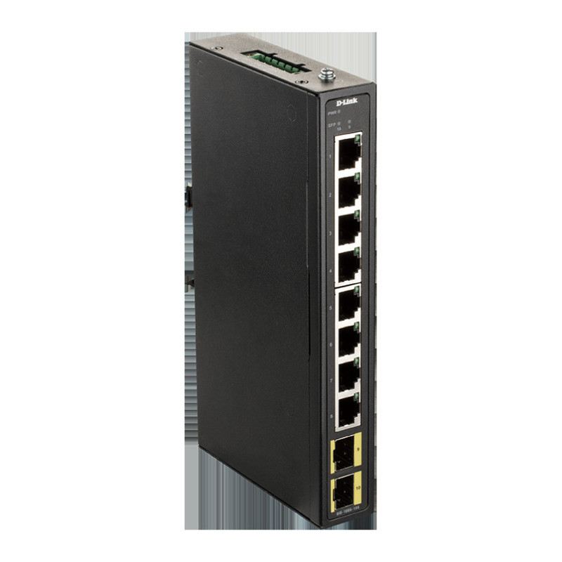 D-Link DIS-100G-10S Priemyselný Gigabit unmanaged switch, 8 GbE, 2 SFP