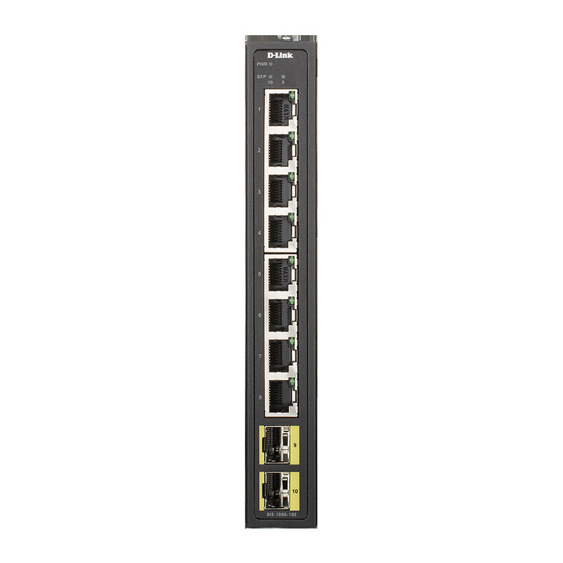 D-Link DIS-100G-10S Priemyselný Gigabit unmanaged switch, 8 GbE, 2 SFP